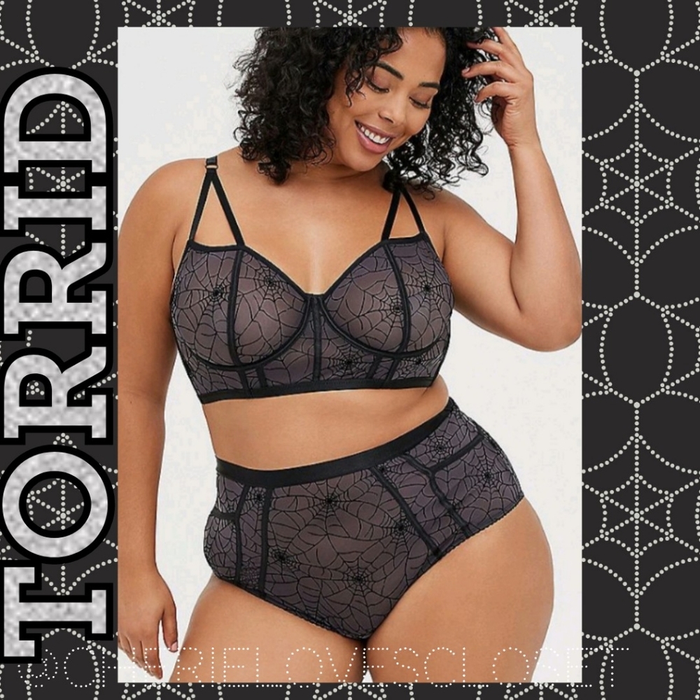 Torrid 3 Web Mesh Bralette & Pant Matching Set! - Picture 1 of 10
